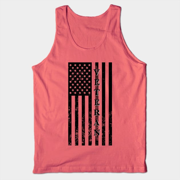 Distressed Veteran Flag Tank Top by BlackGrain